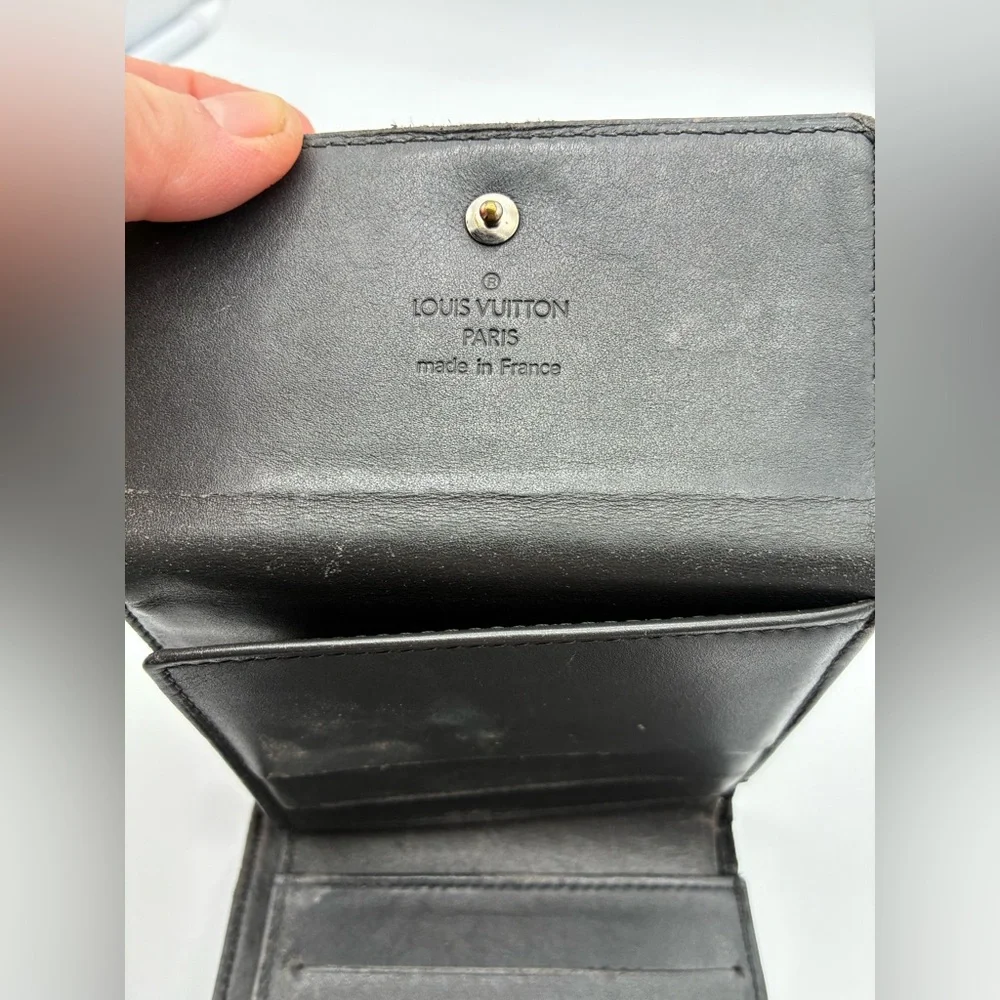 Louis Vuitton Black Monogram VERNIS Embossed Compact Wallet